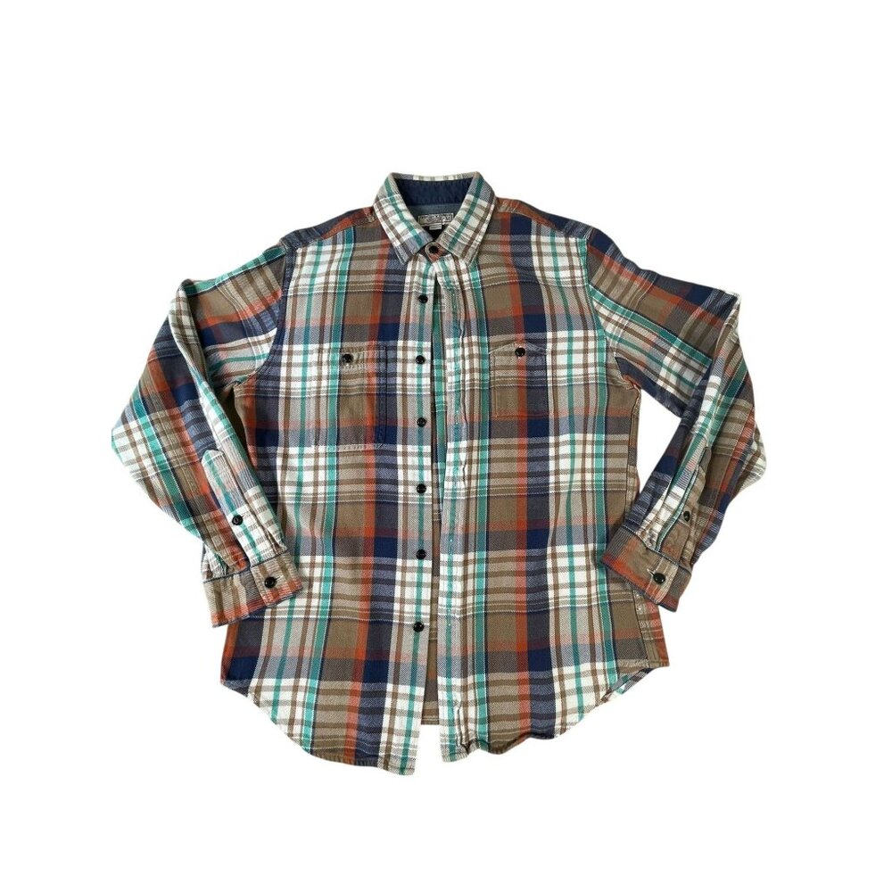 Wallace & Barnes Mens M Flannel Shirt Multicolor Plaid Button Up Heavyweight